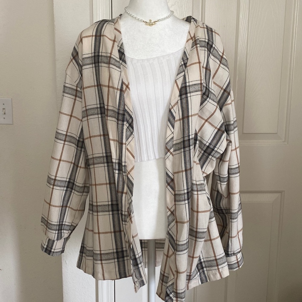 Plaid Drop Shoulder Coat Flannel